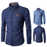 Men Shirt Denim Shirt Dress Shirt Long Sleeve Slim Fit Camisa Masculina Casual Male Shirts