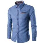 Men Shirt Denim Shirt Dress Shirt Long Sleeve Slim Fit Camisa Masculina Casual Male Shirts