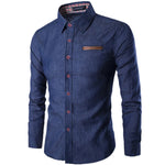 Men Shirt Denim Shirt Dress Shirt Long Sleeve Slim Fit Camisa Masculina Casual Male Shirts